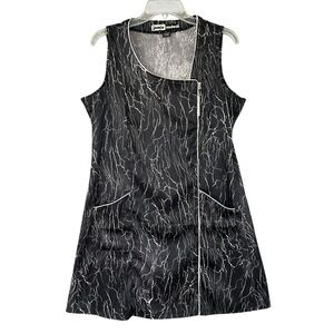 JAMIE SADOCK Black Crackle Print Sleeveless Sport Dress Golf Size Large FLAW